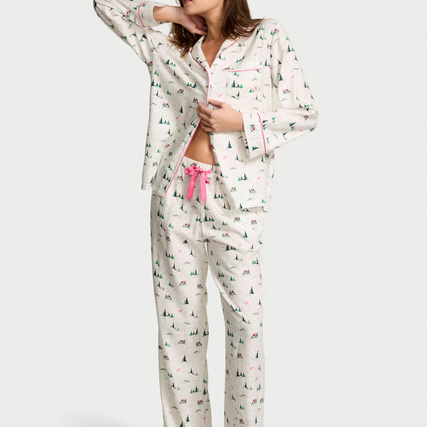 victorias secret printed cotton flannel pajamas