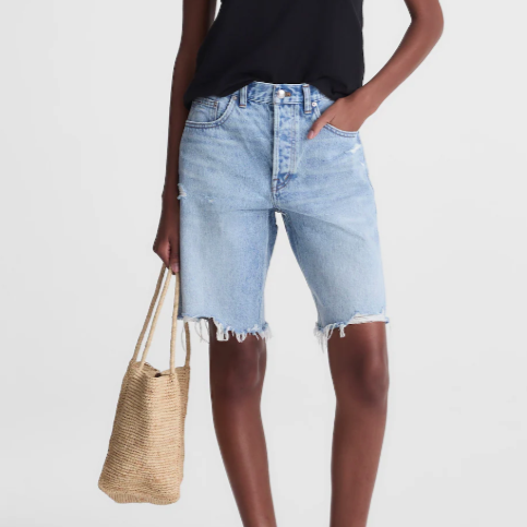 madewell cotton denim baggy shorts