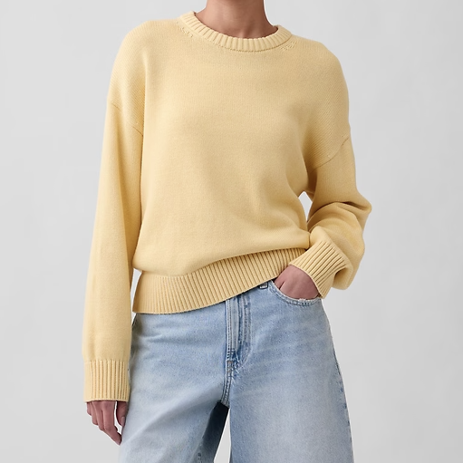 one hundred percent cotton gap butter yellow sweater