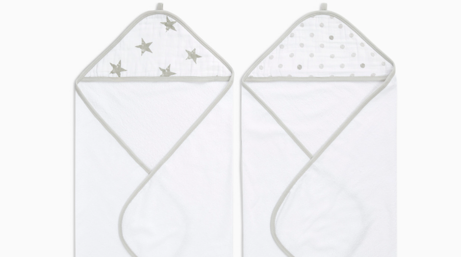 aden and anais cotto hooded baby towel 2 pac
