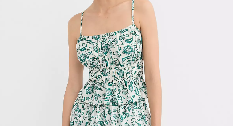 floral smocked cotton peplum cami from loft