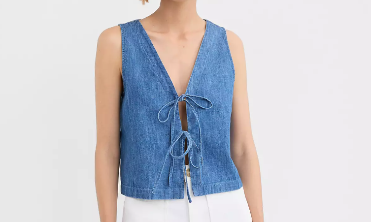 loft chambray bow vest top