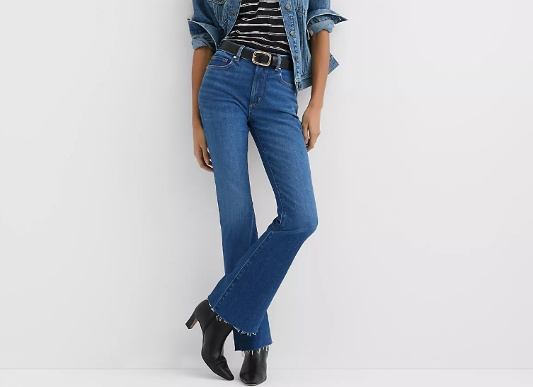 rivete mid rise boot cotton jeans in vintage dark wash NEW