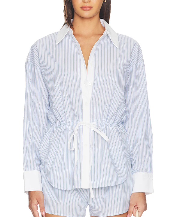 Blue-Green-Stipe-Button-Up-at-REVOLVE